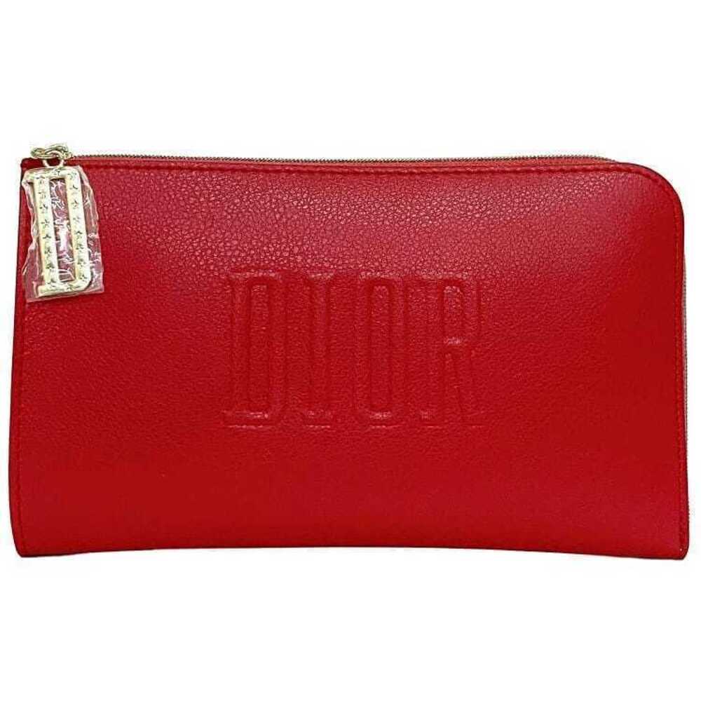 Christian Dior Pouch Beauty Accessory Case Leather Cosmetic Red